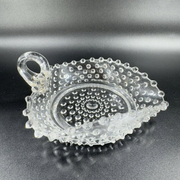 1930s Duncan Miller Hobnail Glass Heart Shaped Bon Bon Manganese 365nm Green UV - Picture 13 of 16